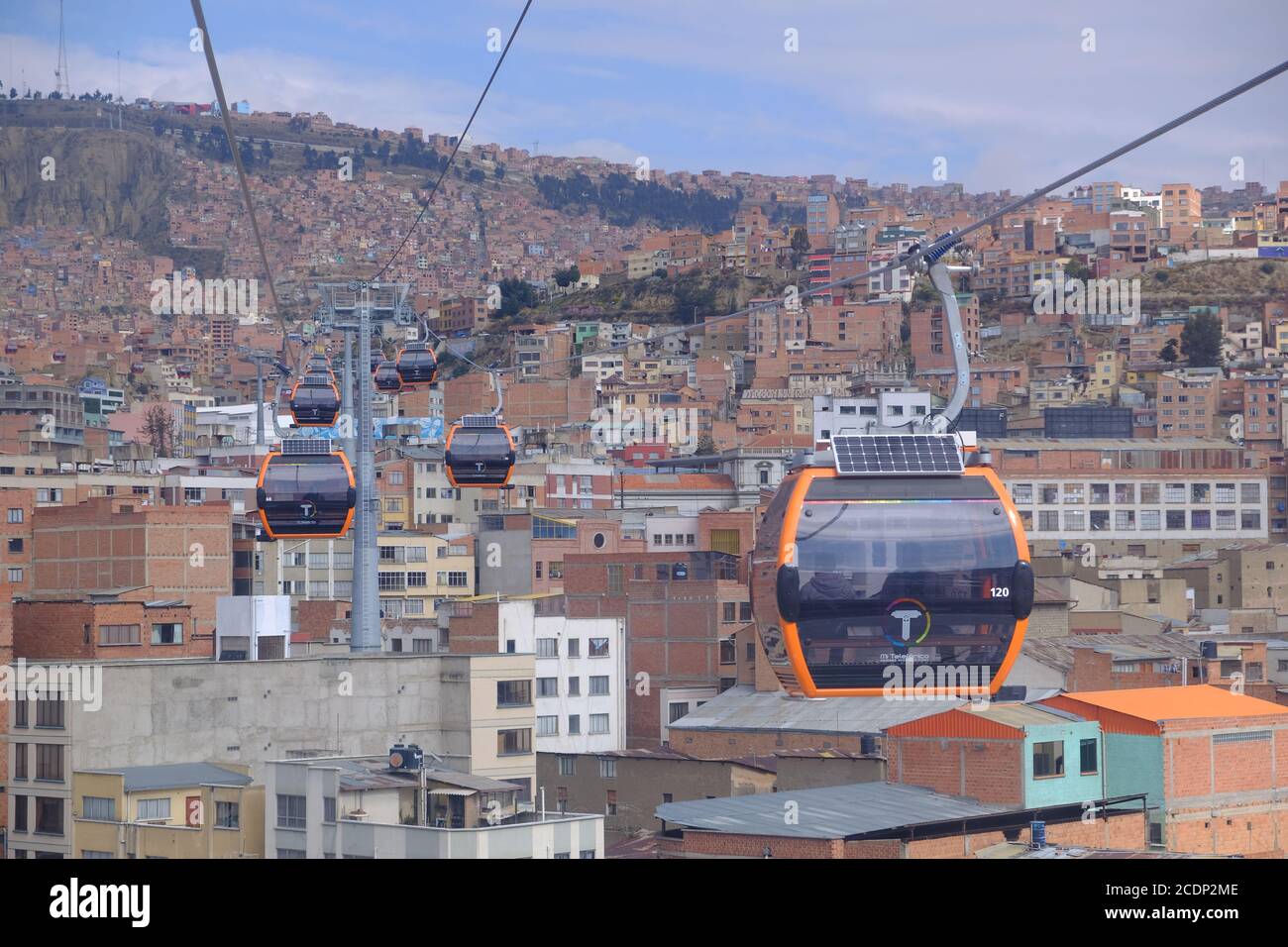 Bolivien La Paz - La Paz Seilbahn Orange Linie - Linea naranja Stockfoto
