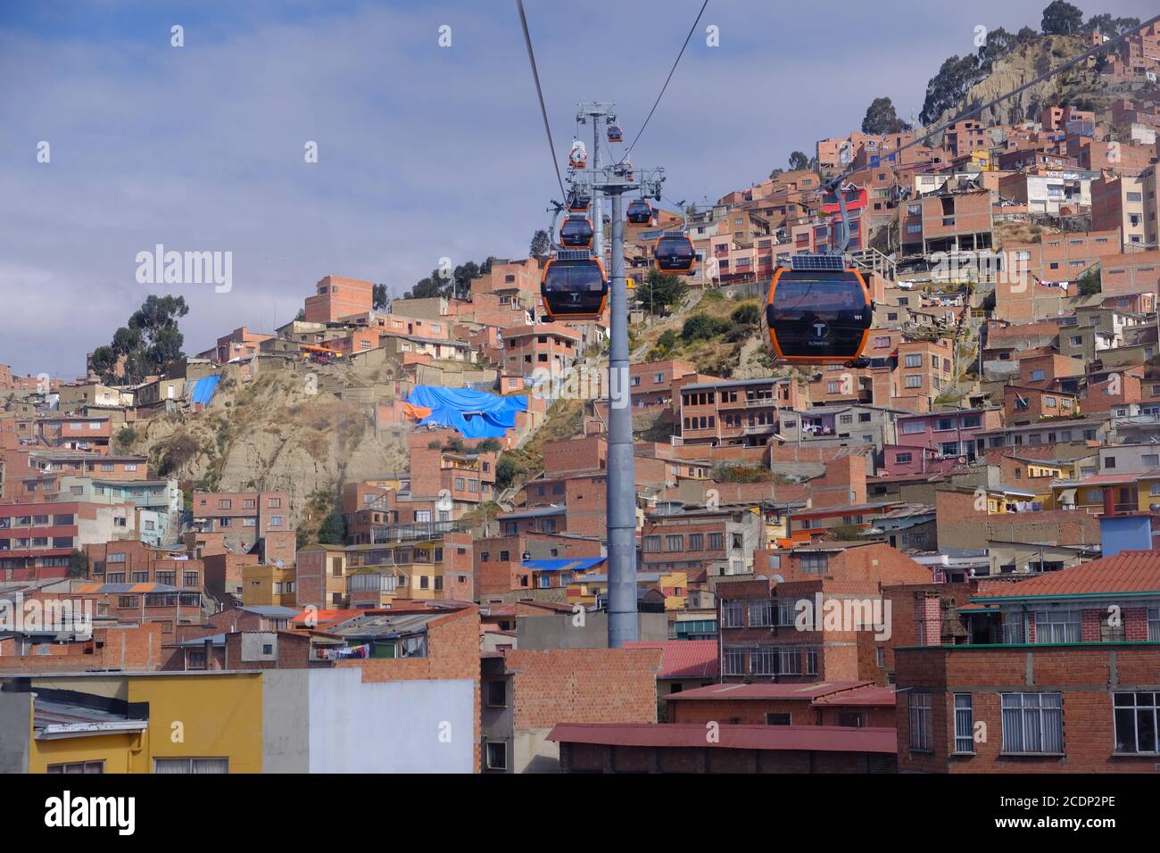 Bolivien La Paz - La Paz Seilbahn Orange Linie - Linea naranja Stockfoto