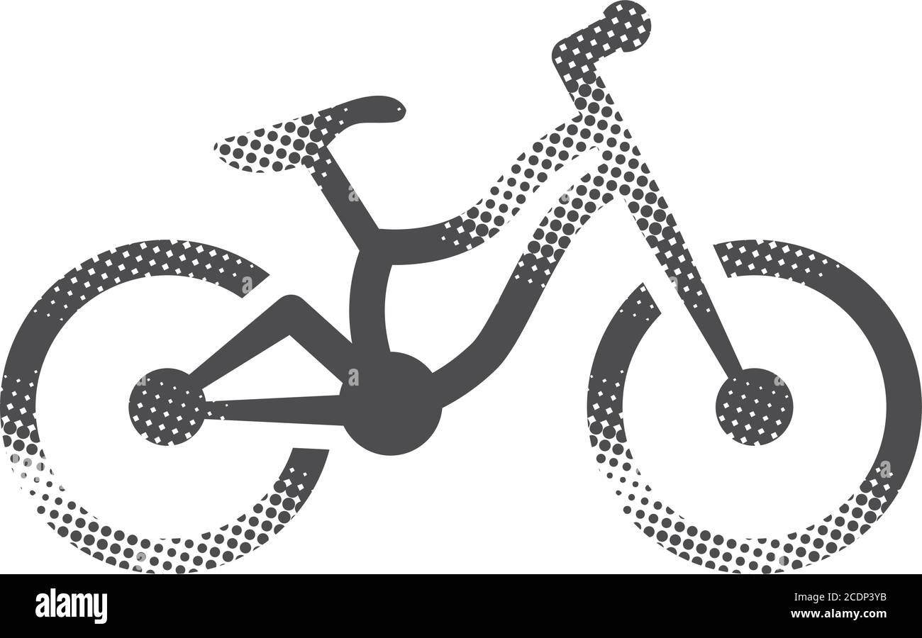 Mountainbike-Ikone im Halbton-Stil. Schwarz-Weiß-Vektorgrafik. Stock Vektor