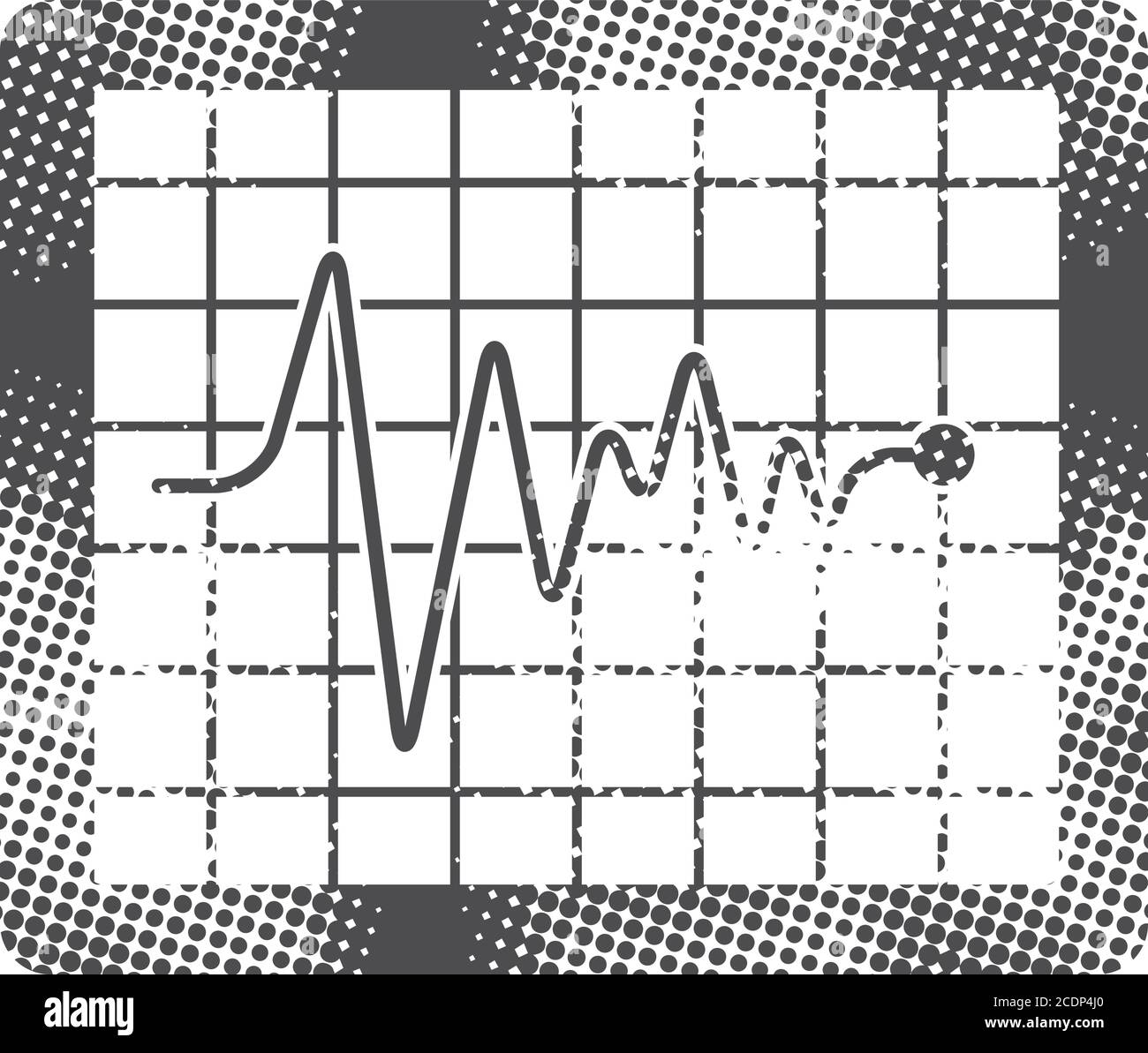 Herzfrequenzsensor-Symbol im Halbtonstil. Schwarz-Weiß-Vektorgrafik. Stock Vektor