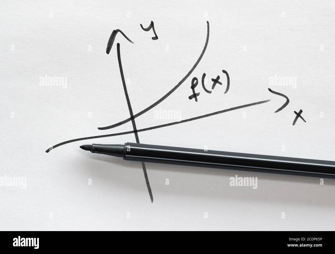 Handgezeichneter Graph einer willkürlich gewählten Funktion und einer Filzstift Stockfoto