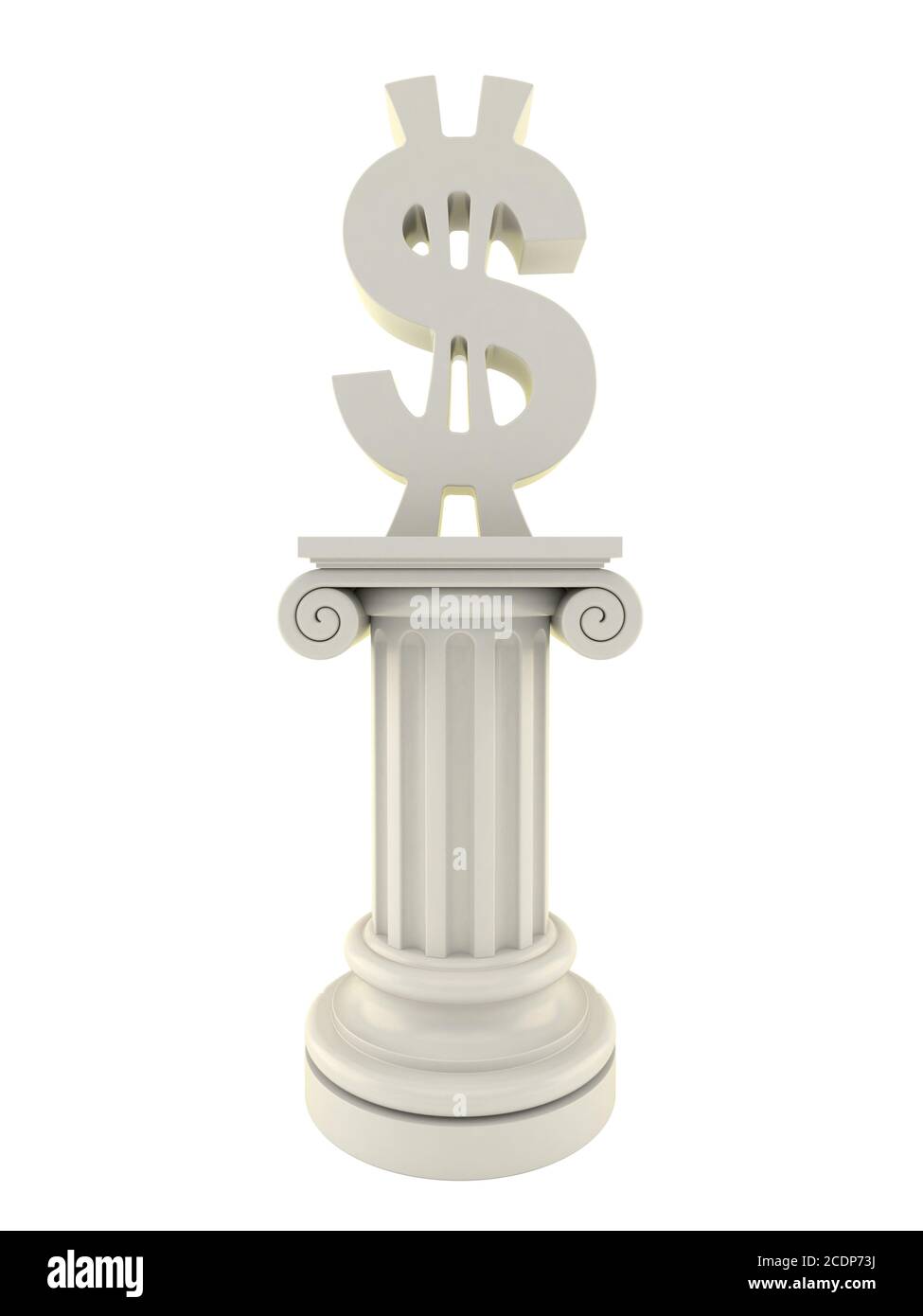 Dollar-Säule isoliert auf weißem Hintergrund Stockfoto