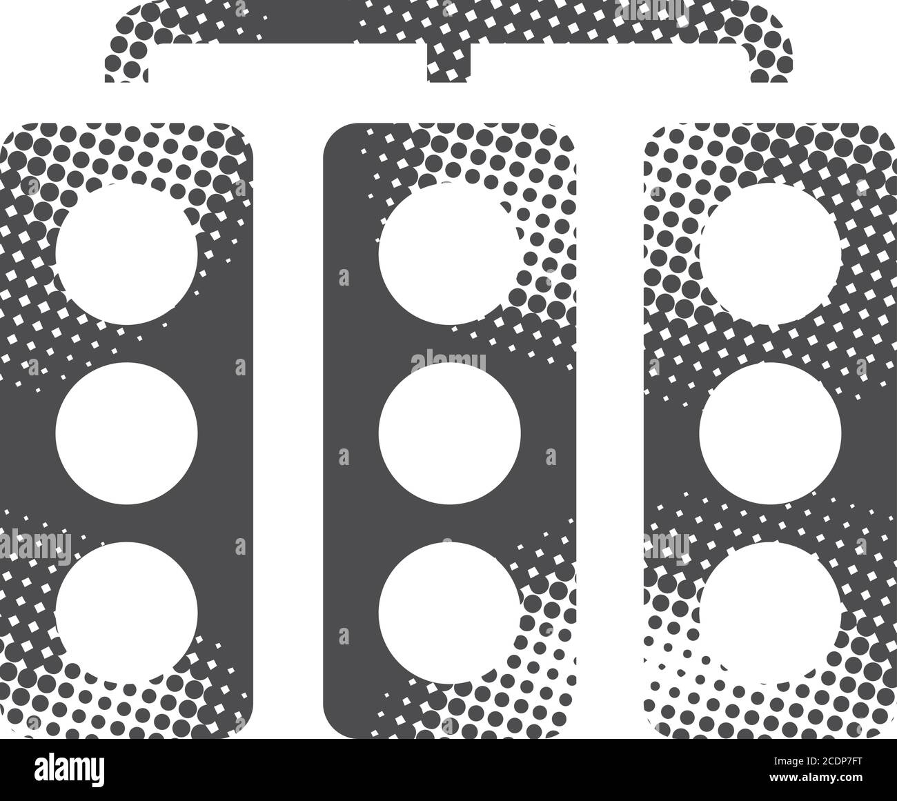 Rotes Lichtsymbol im Halbtonstil. Schwarz-Weiß-Vektorgrafik. Stock Vektor