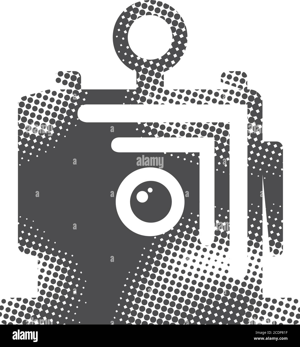 Großformat-Kamerasymbol im Halbtonstil. Schwarz-Weiß-Vektorgrafik. Stock Vektor