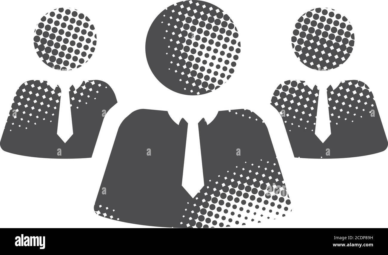 Teamwork-Symbol im Halbtonstil. Schwarz-Weiß-Vektorgrafik. Stock Vektor