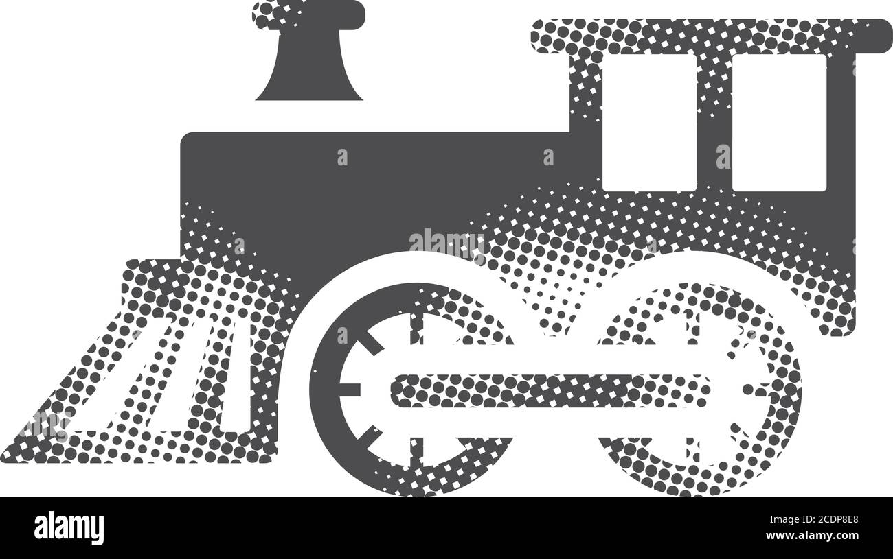 Lokomotive Spielzeug Symbol in Halbton-Stil. Schwarz-Weiß-Vektorgrafik. Stock Vektor