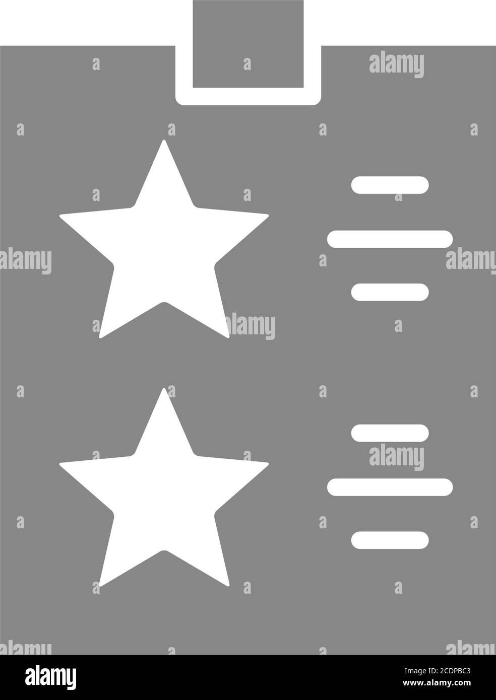 Checkliste mit grauem Sternsymbol. Tablet mit Papier zur Bewertung, Test, Fragezeichen Stock Vektor