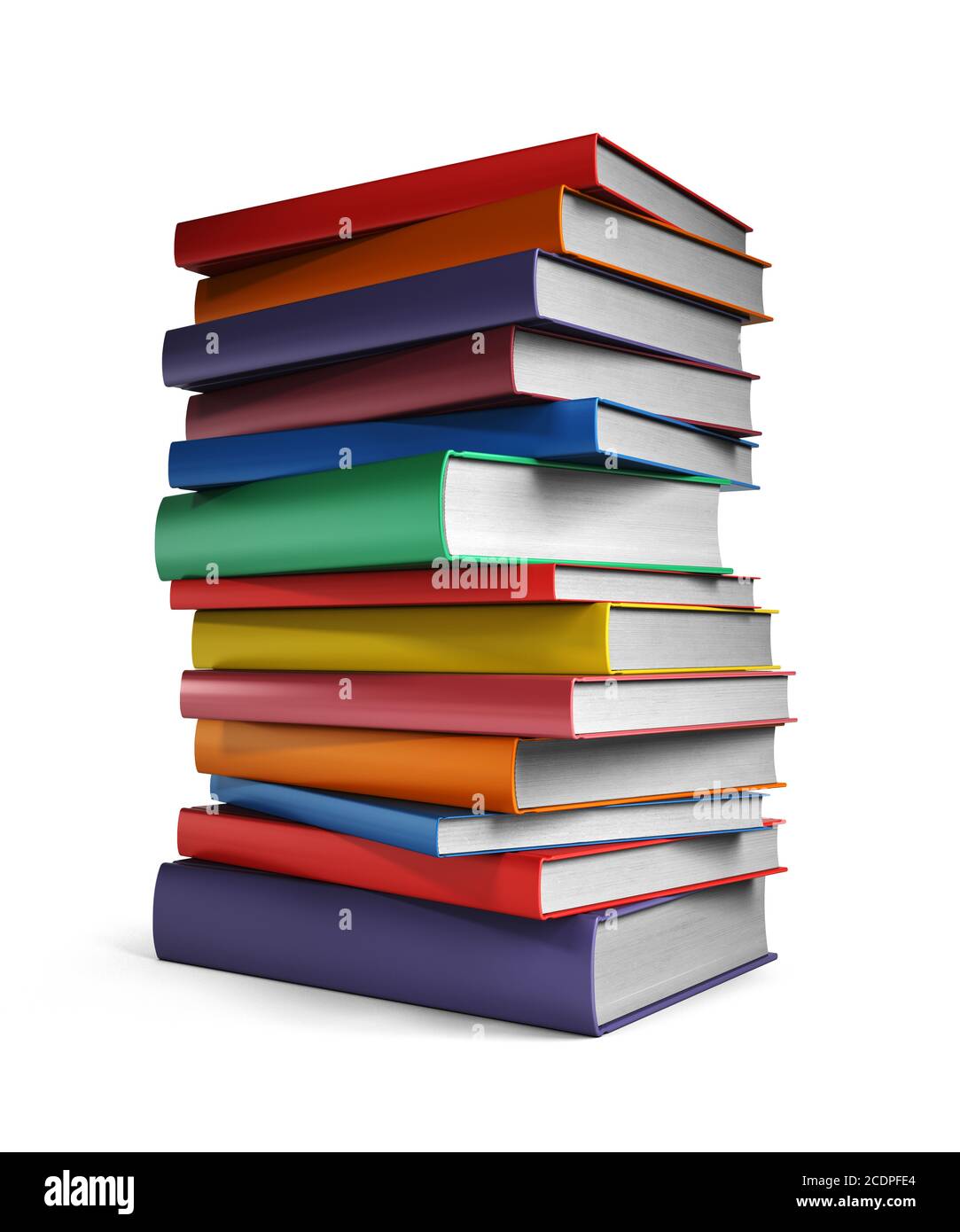 Stapel von bunten Bücher isoliert auf weißem Stockfoto