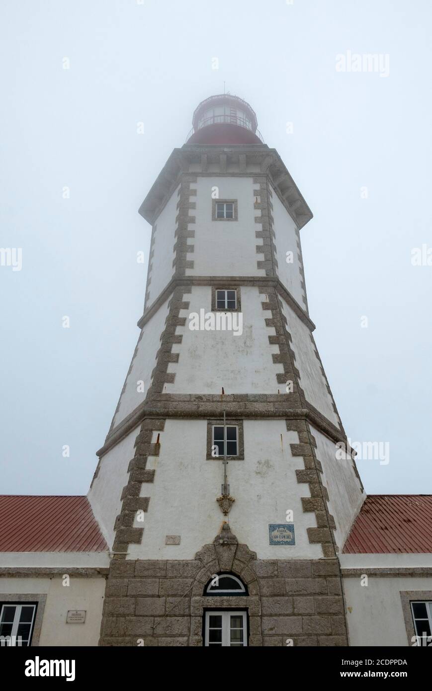 Leuchtturm am Cabo Espichel, Sesimbra, Portugal, Europ Stockfoto