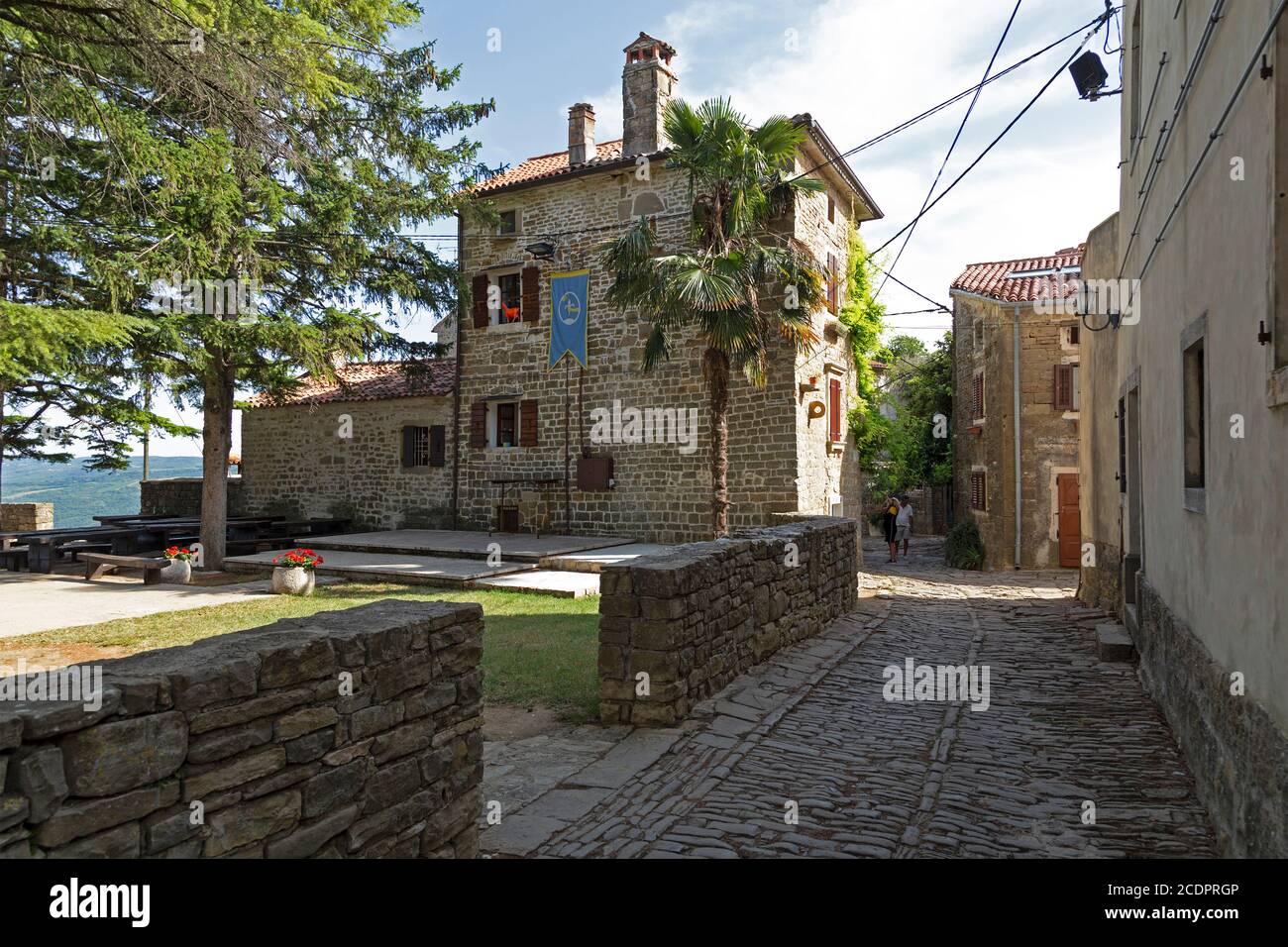 Dorfzentrum, Groznjan, Istrien, Kroatien Stockfoto