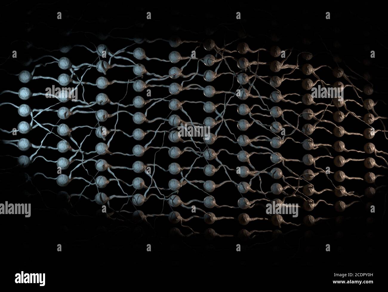 Neuronales Netz. Neuron Netzwerk. Tiefe lernen. 3D illustration Stockfoto