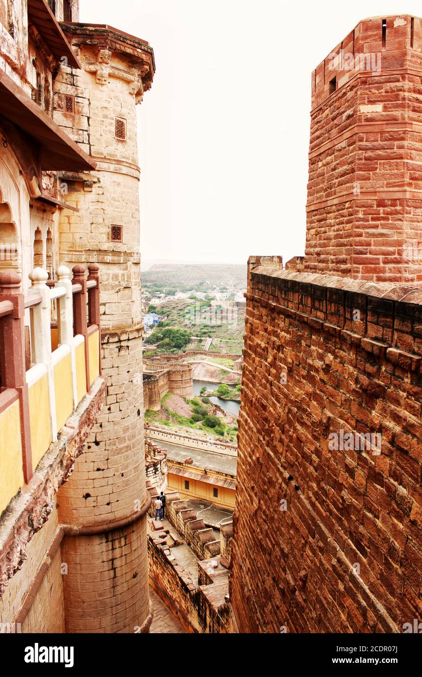 Architektonische Schönheit. Mehrangarh Fort Stockfoto