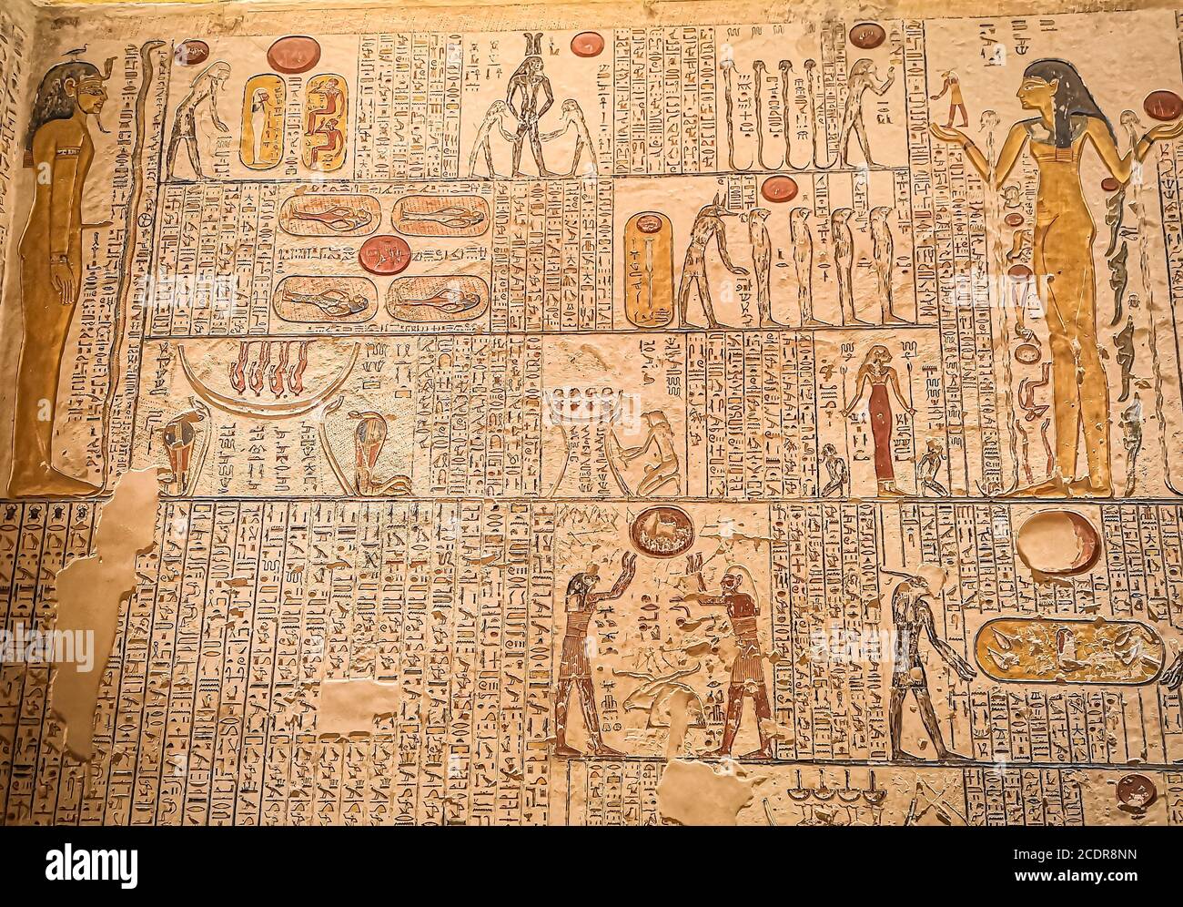 Altägyptische Schrift, Hieroglyphen, Wandinschriften Stockfoto