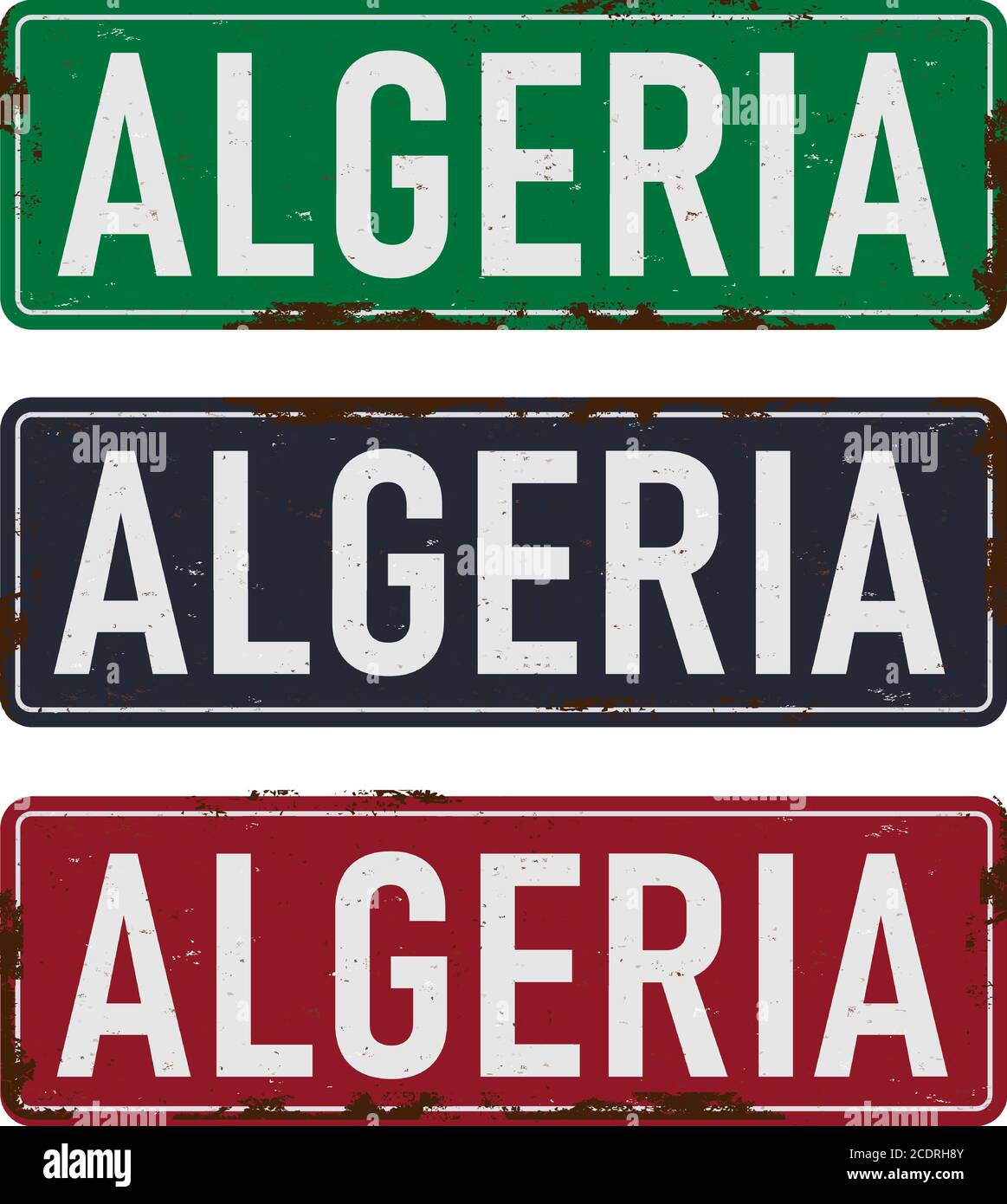 Algerien Straßenschild isoliert auf weißem Hintergrund. Stock Vektor
