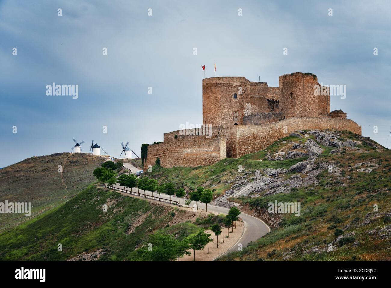 Schloss in Consuegra in der Nähe von Toledo in Spanien Stockfoto
