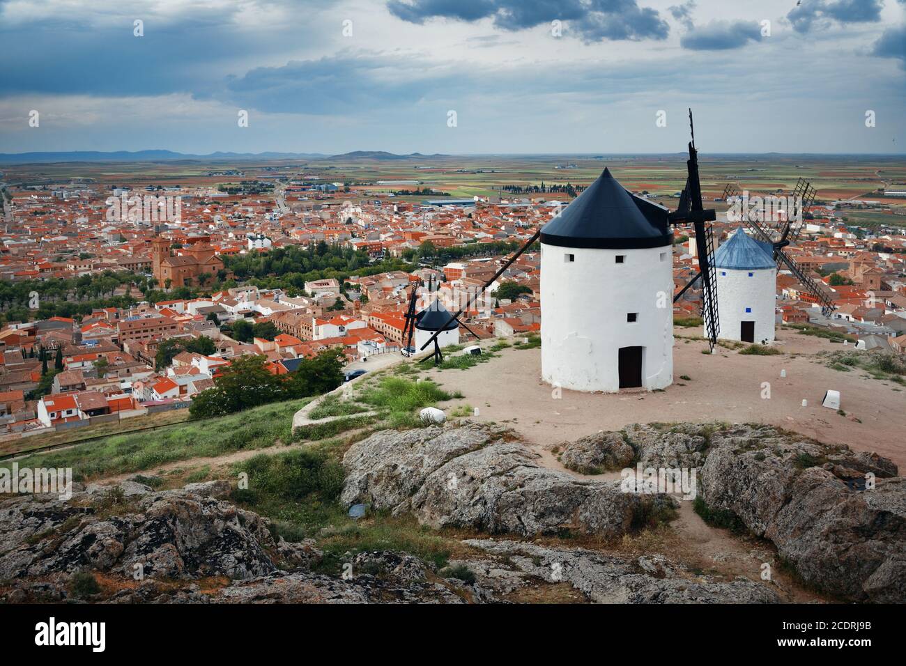 Windmühle in Consuegra in der Nähe von Toledo in Spanien Stockfoto