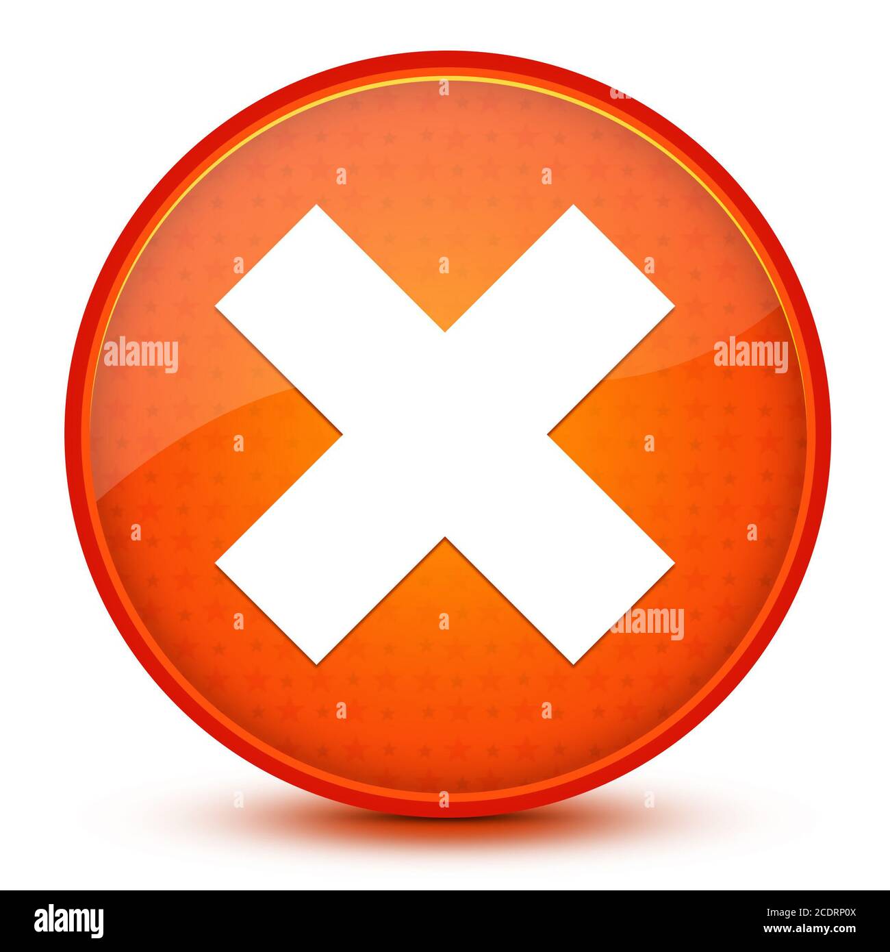 Kreuz-Symbol isoliert auf glänzend Stern orange rund Knopf abstrakt Abbildung Stockfoto