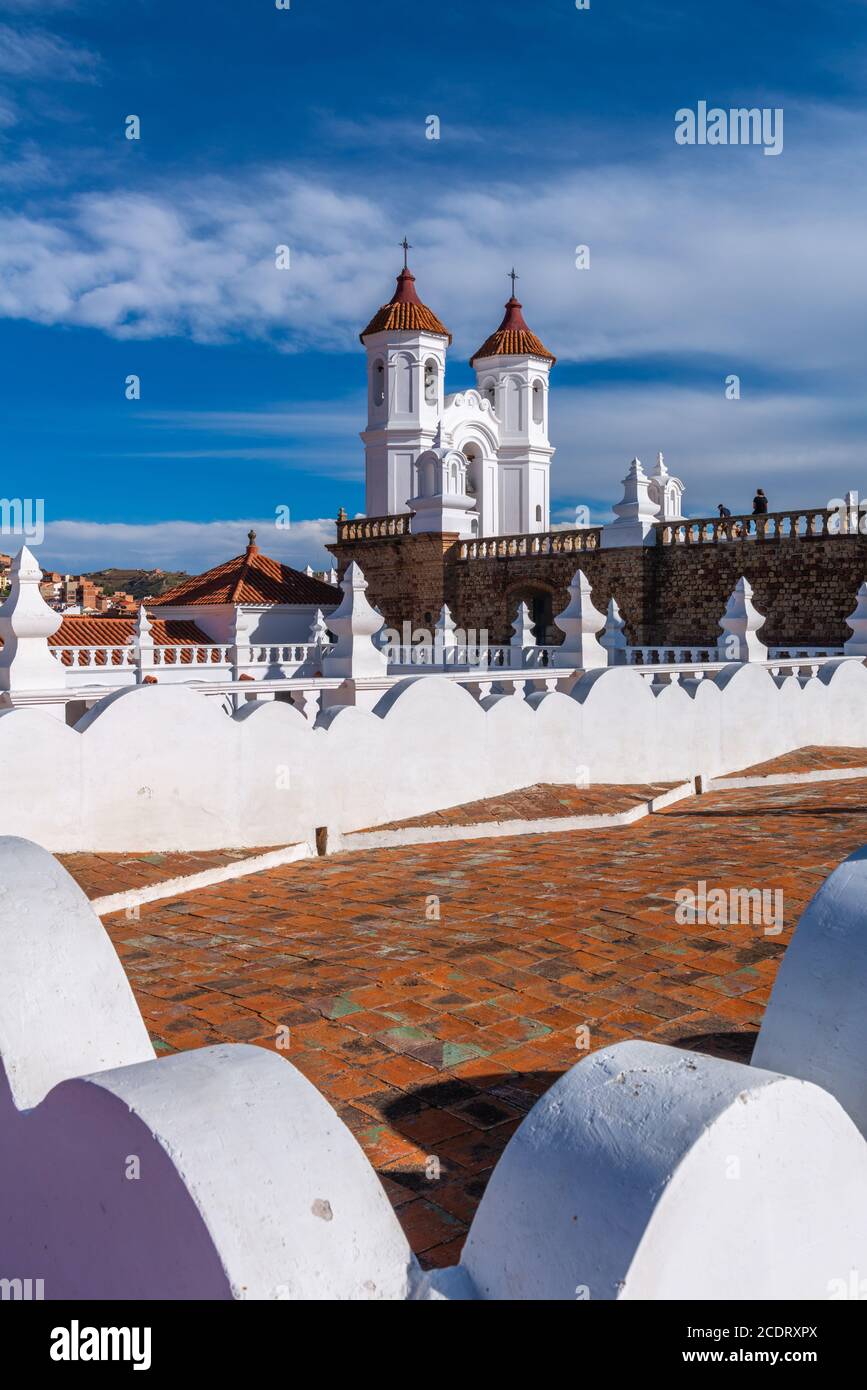 Kirche Iglesia de San Felipe Neri, Sucre, konstitutionelle Hauptstadt Boliviens, Hauptstadt des Departements Chuquisaca, Bolivien, Lateinamerika Stockfoto