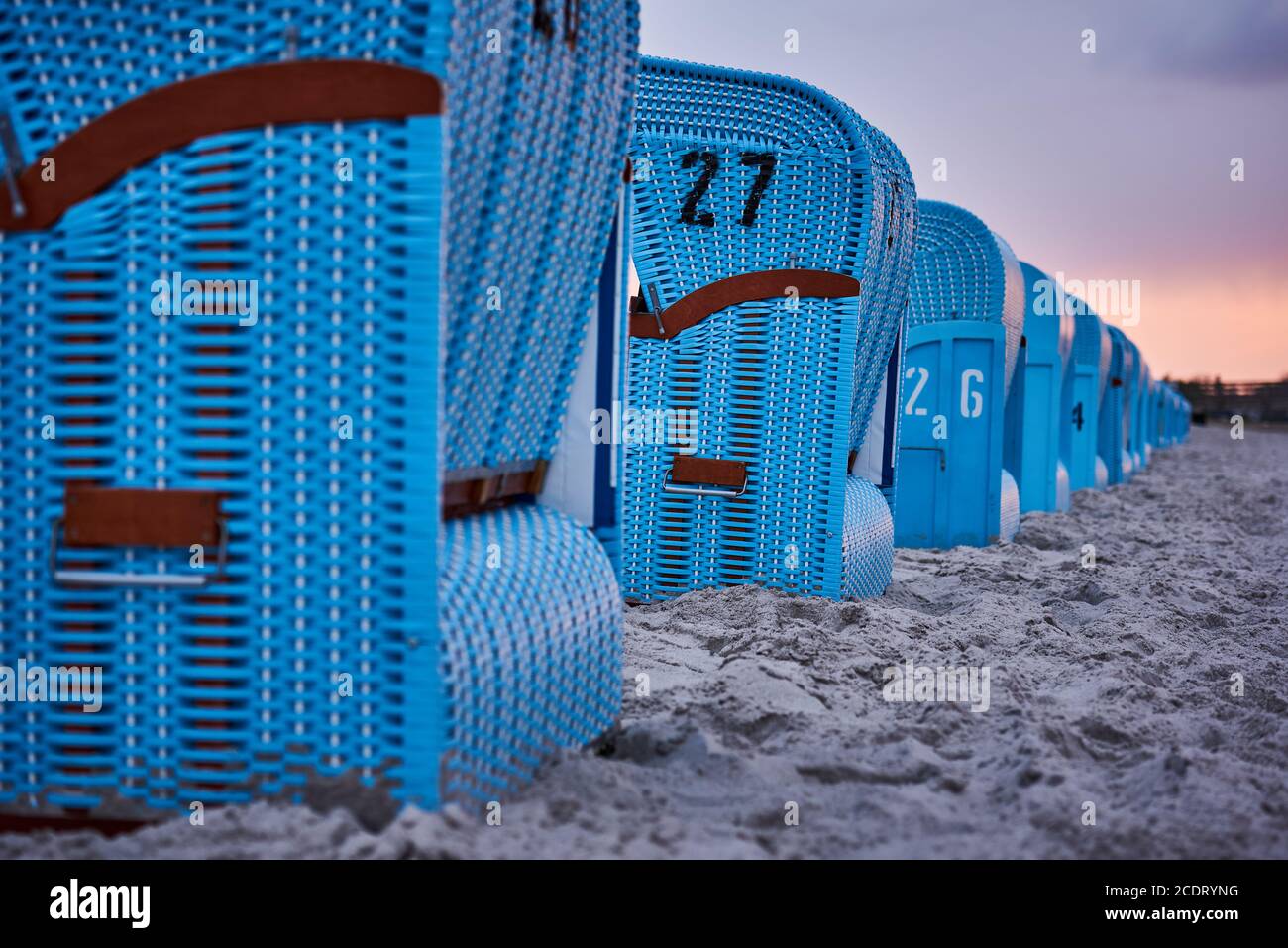 Blue Beach Stühle Stockfoto