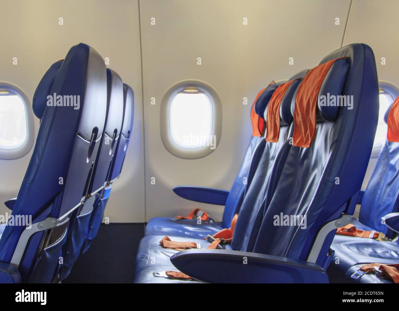 Wolgograd, Russische Föderation, August 07,2015: Stühle im Flugzeug der Firma Aeroflot Stockfoto