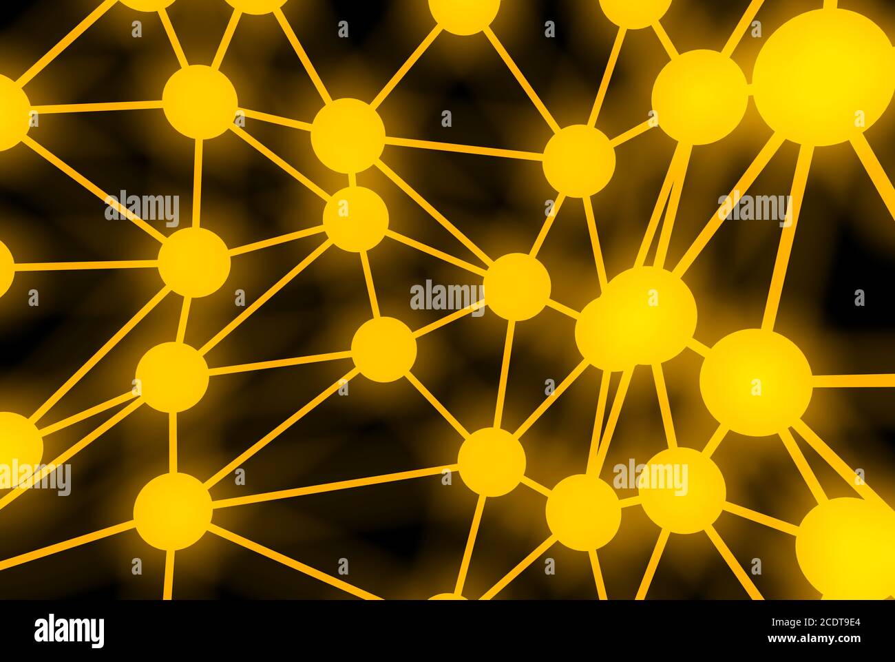 Orange Molekulare geometrische Chaos abstrakte Struktur. Wissenschaft Technologie Netzwerk-Verbindung Hi-Tech-Hintergrund Stockfoto