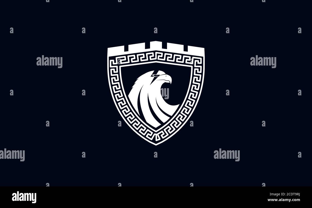 adler Kopf auf Schild alten Ornament Logo-Design Stock Vektor