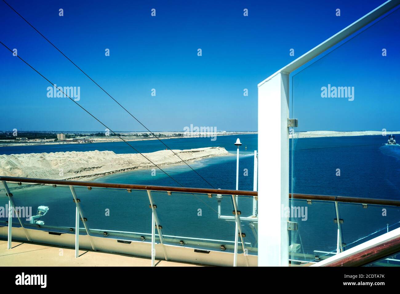 Der Suezkanal und der im August 2015 neu eröffnet Ausdehnungskanal Stockfoto