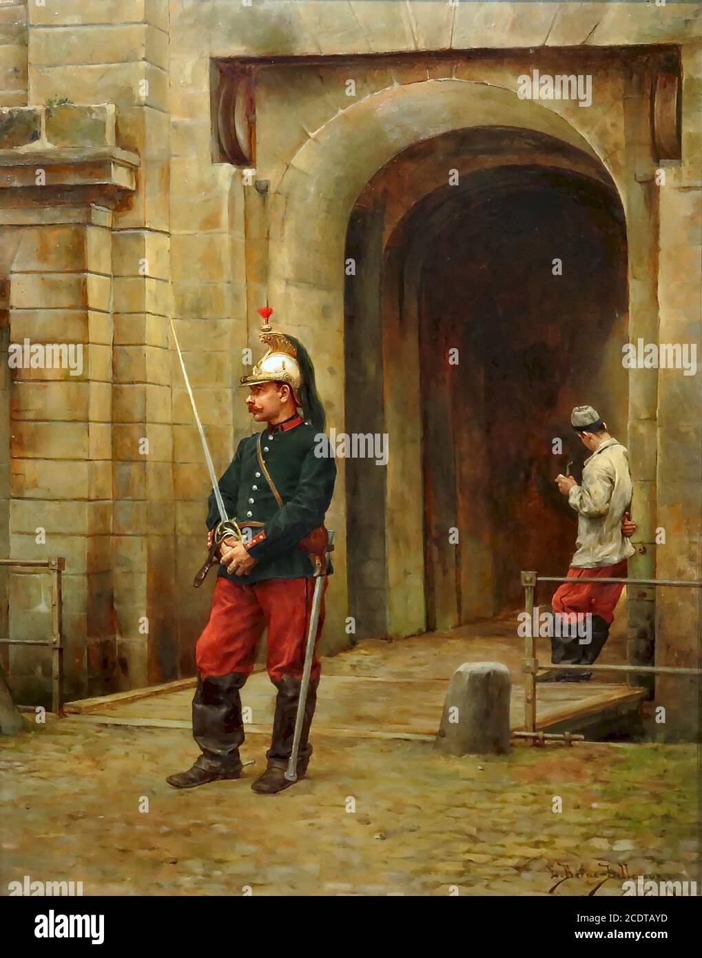 Bern-Bellecour Etienne Prosper - Dragoon am Tor - Französisch Schule - 19. Jahrhundert Stockfoto