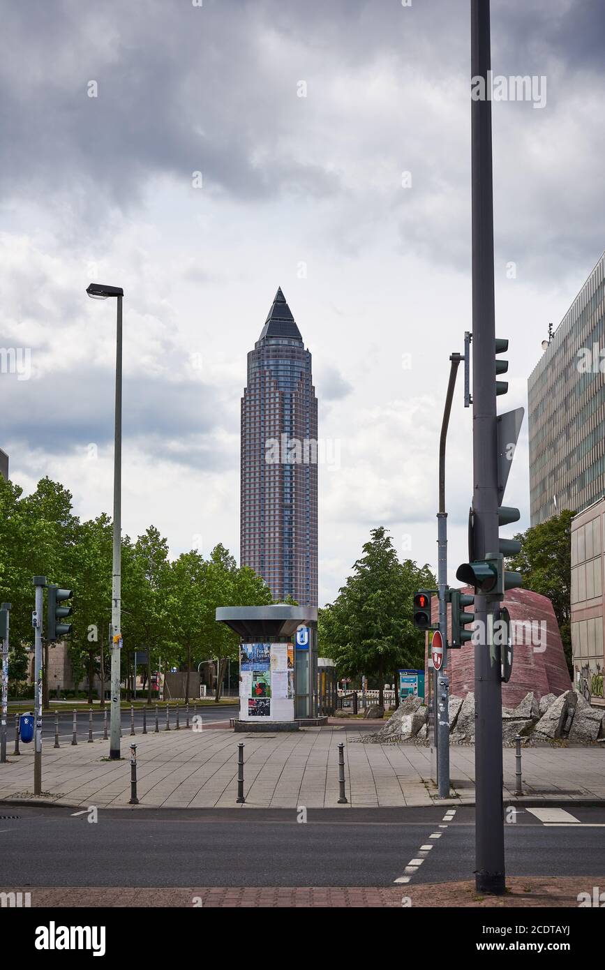 Messeturm Frankfurt, Deutschland Stockfoto