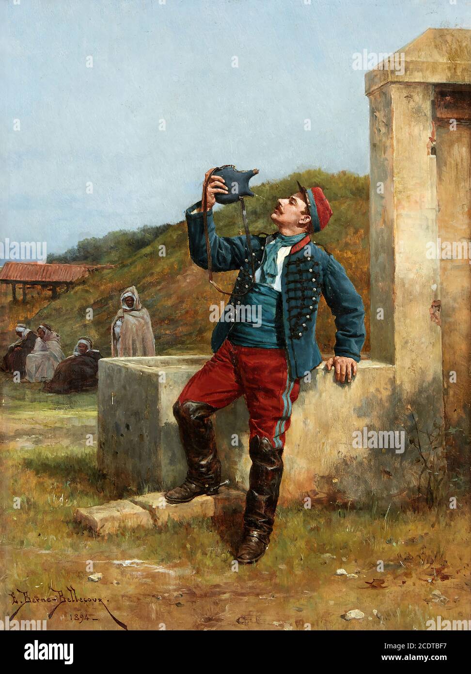 Berne-Bellecour Etienne Prosper - die Soldatenrespite - Französische Schule - 19. Jahrhundert Stockfoto