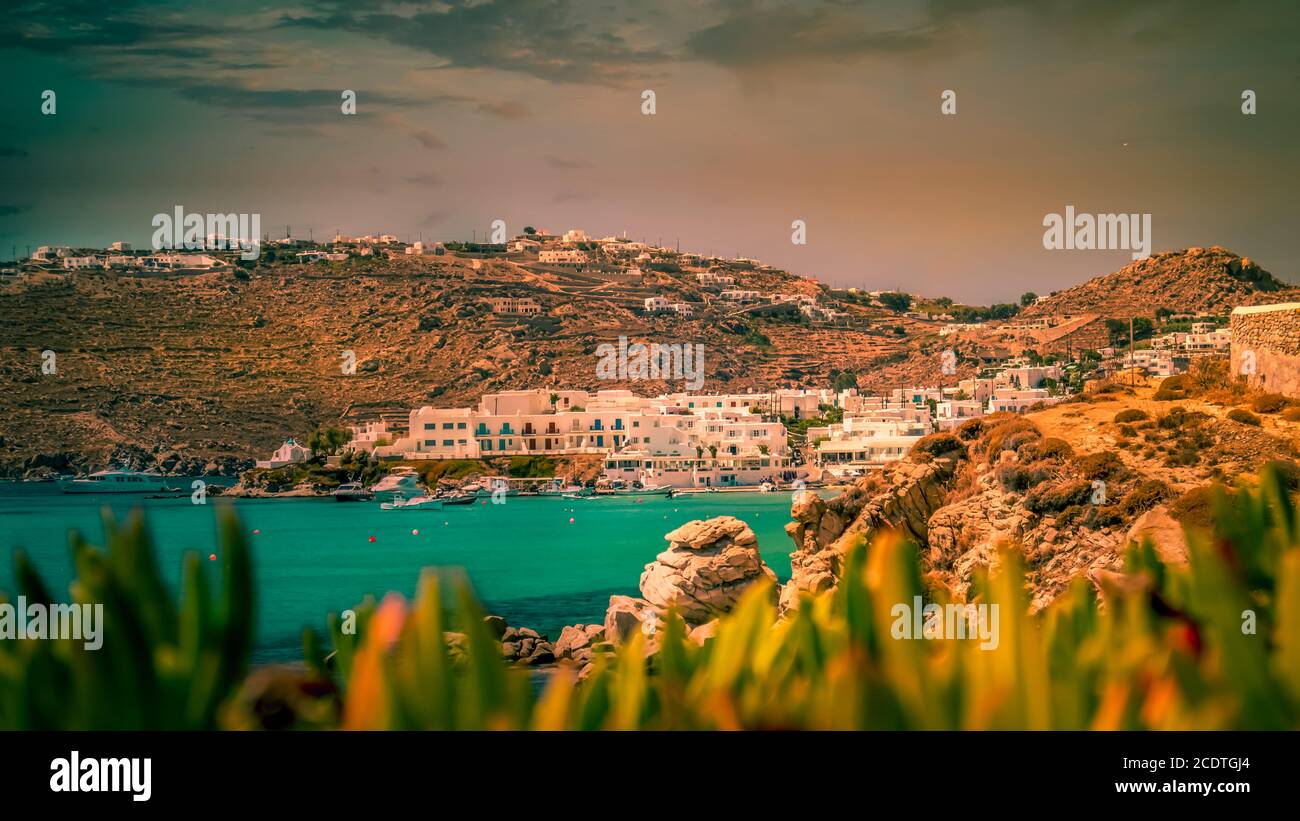 Mykonos-Stadt Stockfoto