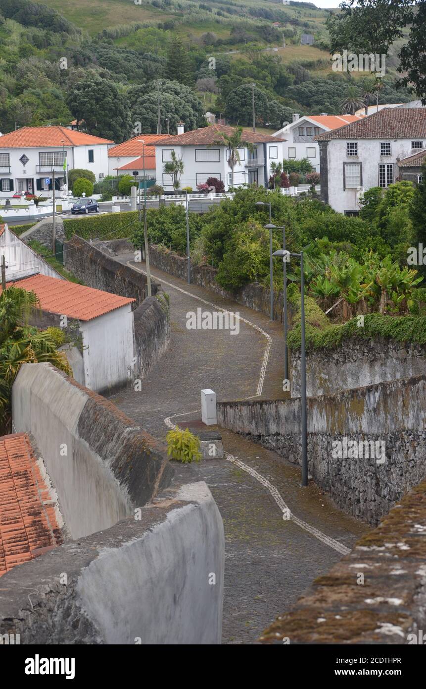 Die kleine, aber reich an Geschichte Stadt Horta in Faial Insel, Azoren Archipel, Portugal Stockfoto