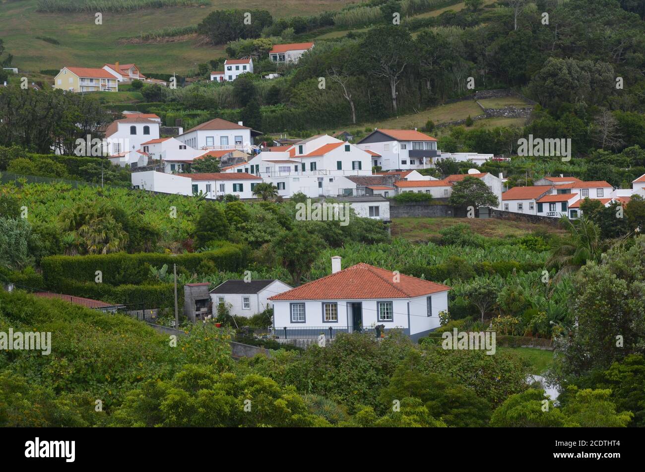Die kleine, aber reich an Geschichte Stadt Horta in Faial Insel, Azoren Archipel, Portugal Stockfoto