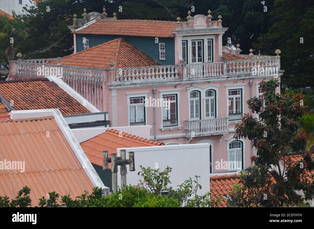 Die kleine, aber reich an Geschichte Stadt Horta in Faial Insel, Azoren Archipel, Portugal Stockfoto