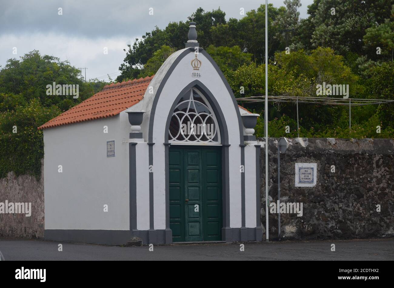 Die kleine, aber reich an Geschichte Stadt Horta in Faial Insel, Azoren Archipel, Portugal Stockfoto