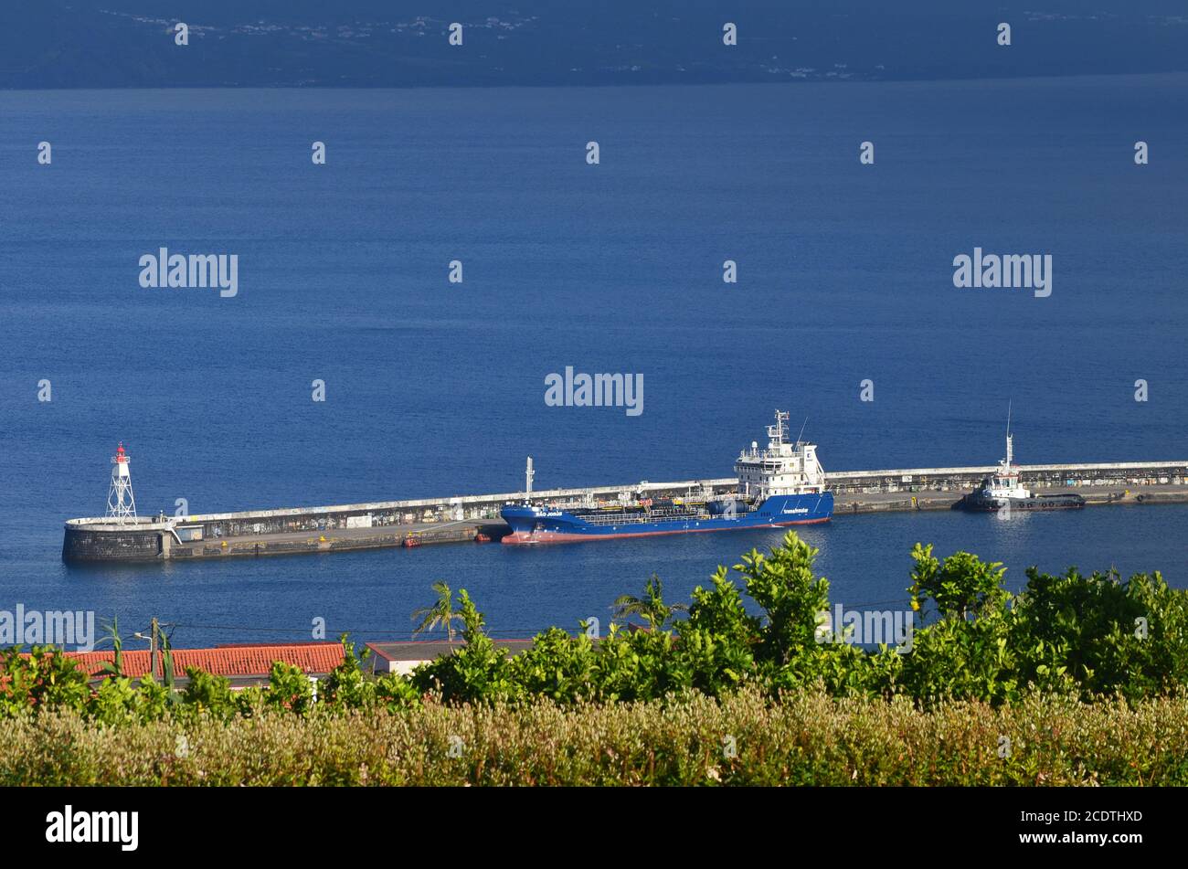 Die kleine, aber reich an Geschichte Stadt Horta in Faial Insel, Azoren Archipel, Portugal Stockfoto