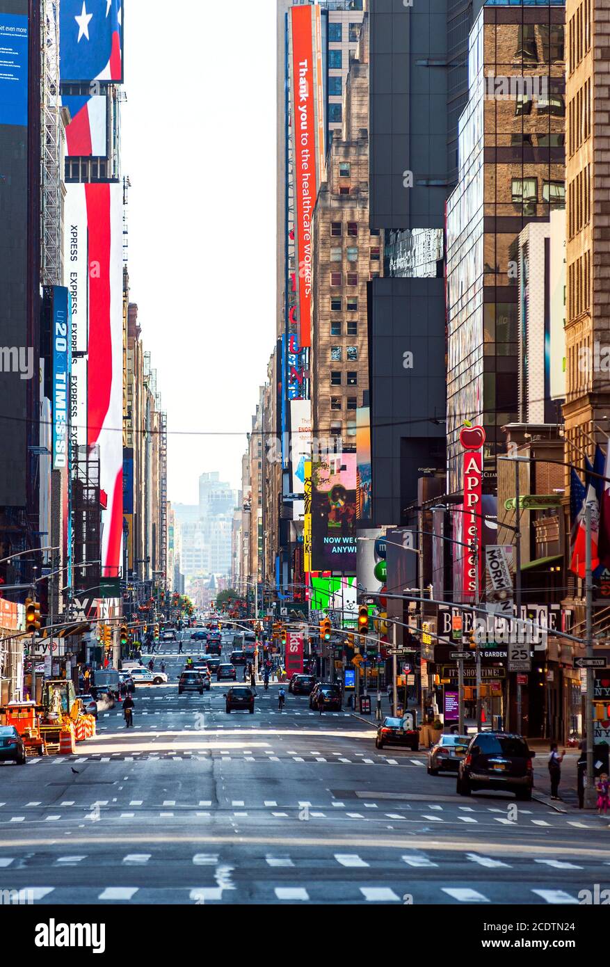 Leere Straße Seventh Avenue New York während der COVID-19 Pandemie Stockfoto