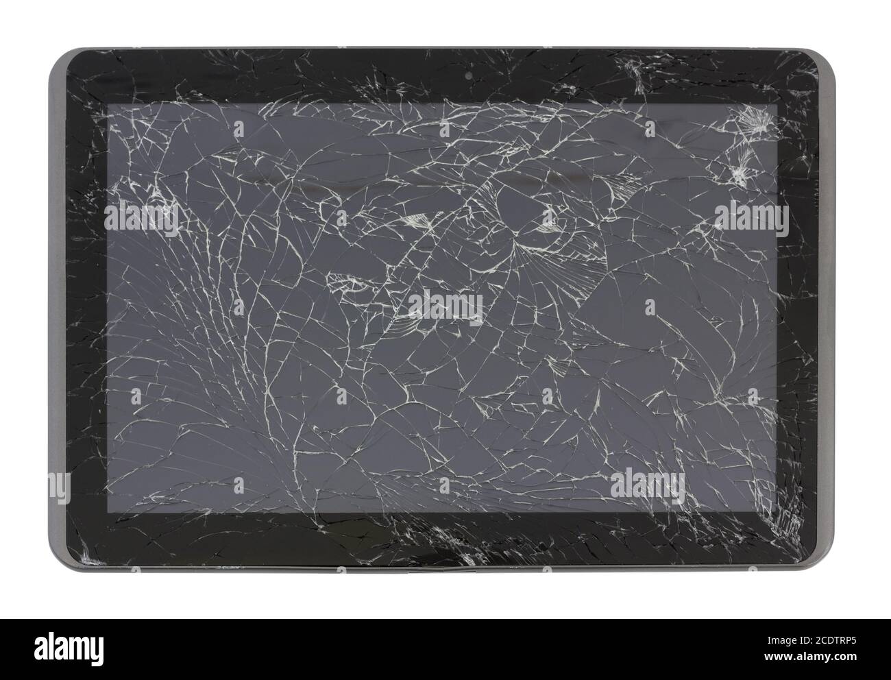 Ein defekter Tablet-Computer. Er wurde von einem schweren Mann getroffen Stockfoto