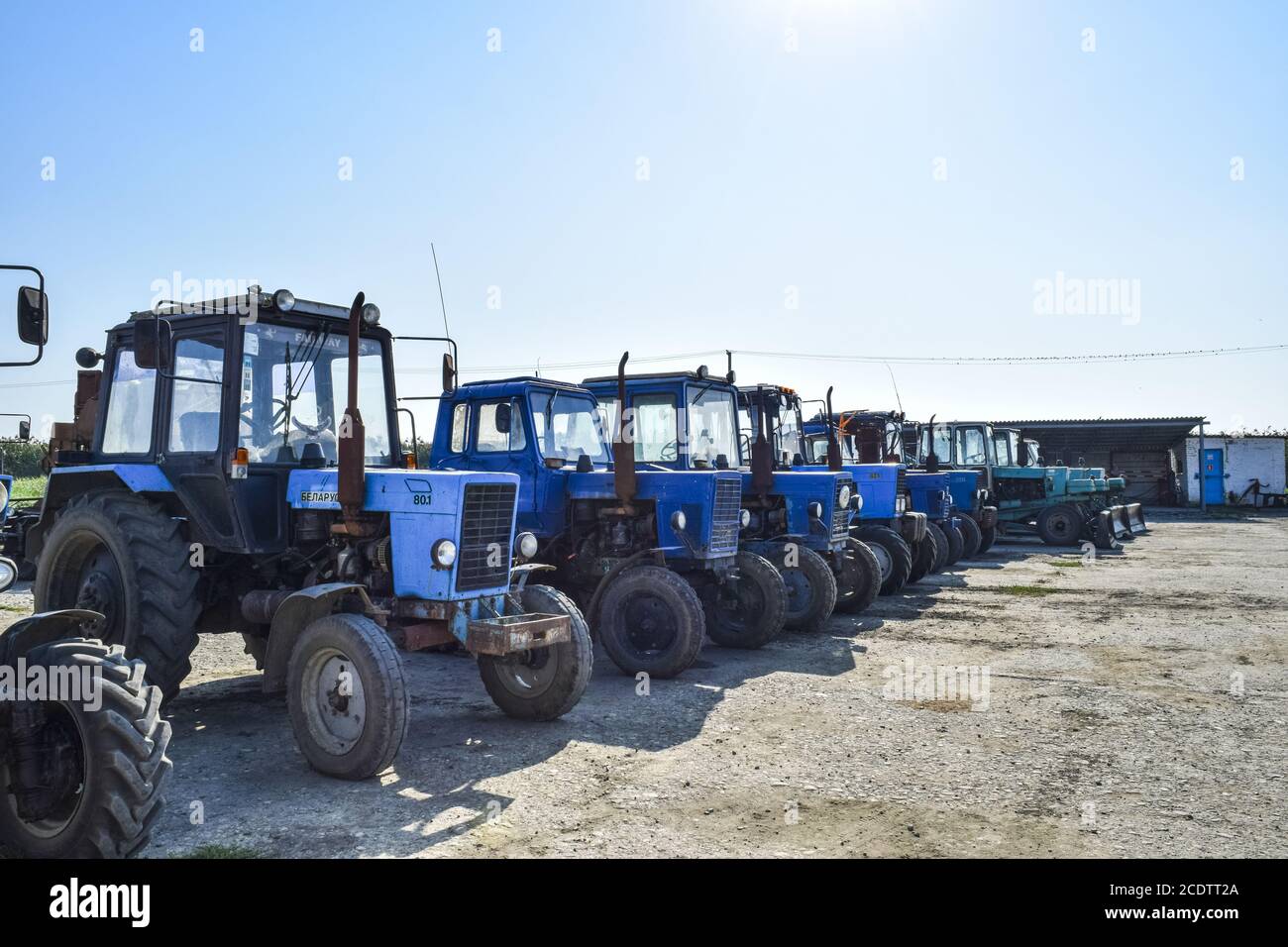 Traktor. Landwirtschaftliche Maschinen. Stockfoto