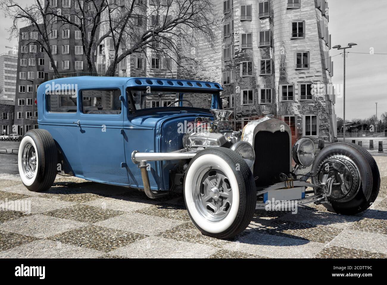 Blaue Hotrod Stockfoto