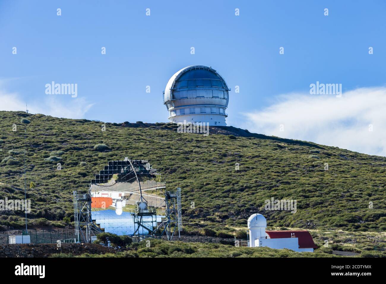 La Palma - Observatorium mit Radioteleskop auf der Roque De los Muchachos Stockfoto