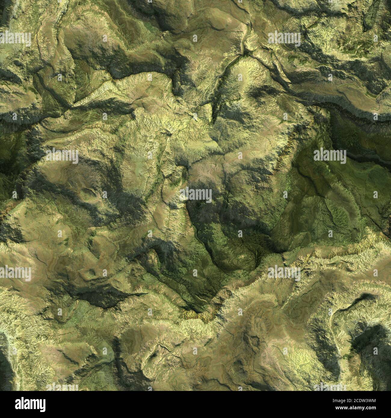 Luftbild vom Flugzeug aus Bergen nahtlose Textur Hintergrund. 3D-Darstellung Stockfoto