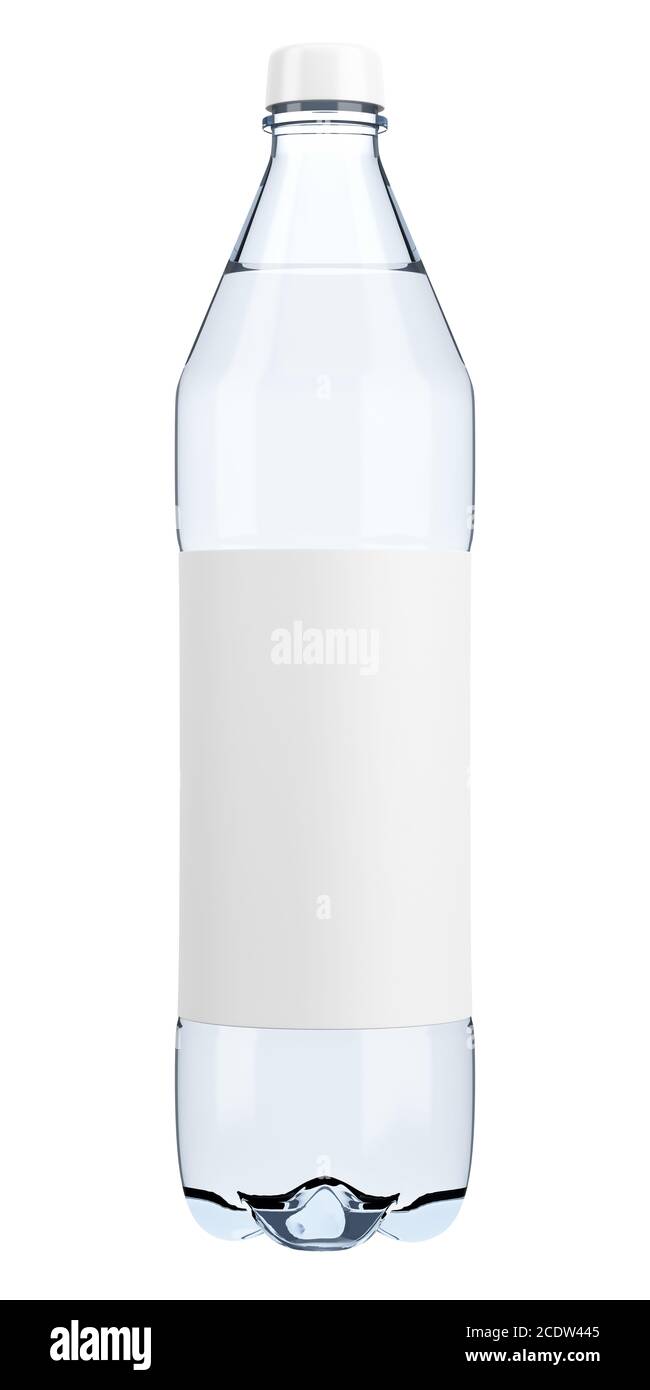 Wasserflasche aus Kunststoff mit unbeschriftete Schablone isoliert auf weiß Hintergrund Stockfoto