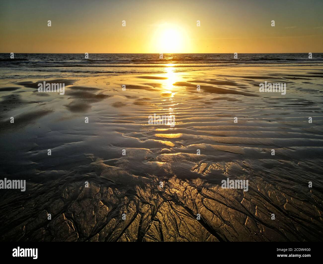 Sylt Strand Sonnenuntergang Stockfoto