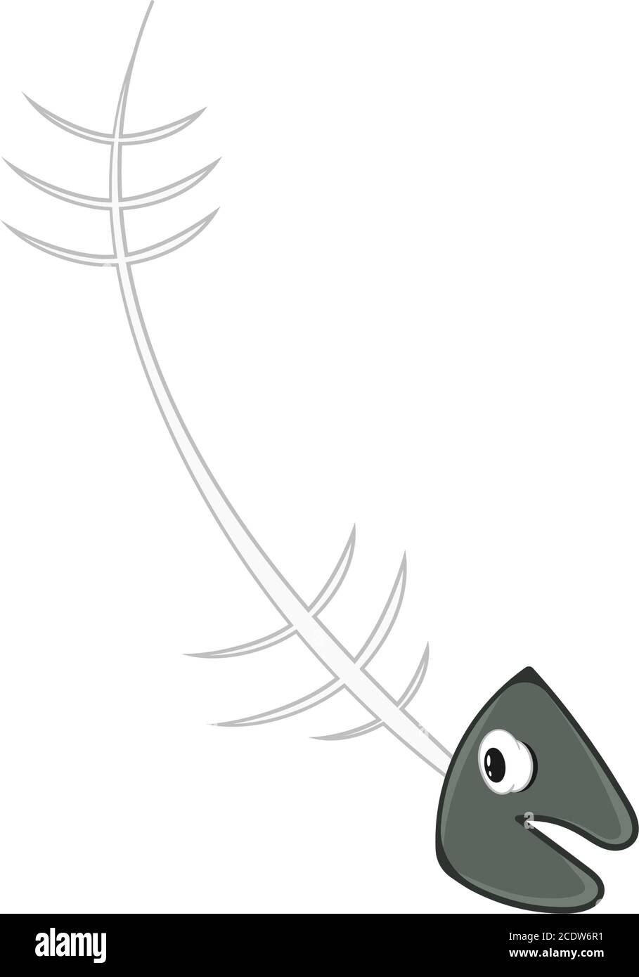 Skelett aus Fisch isoliert Illustration auf weißem Hintergrund in Cartoon-Stil. Designelement Stock Vektor
