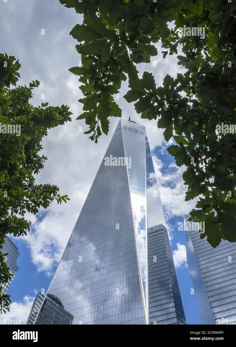 Blick Auf Den Freedom Tower Und Das World Trade Center Memorial In New York City Stockfoto
