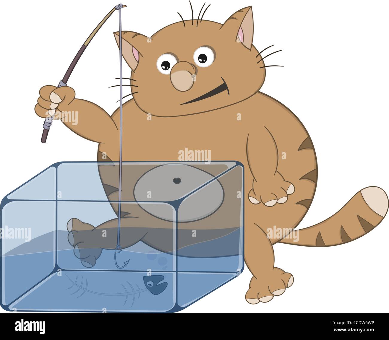 Lustige Cartoon Fett Rothaarfischen für Fische aus einem Aquarium Stock Vektor