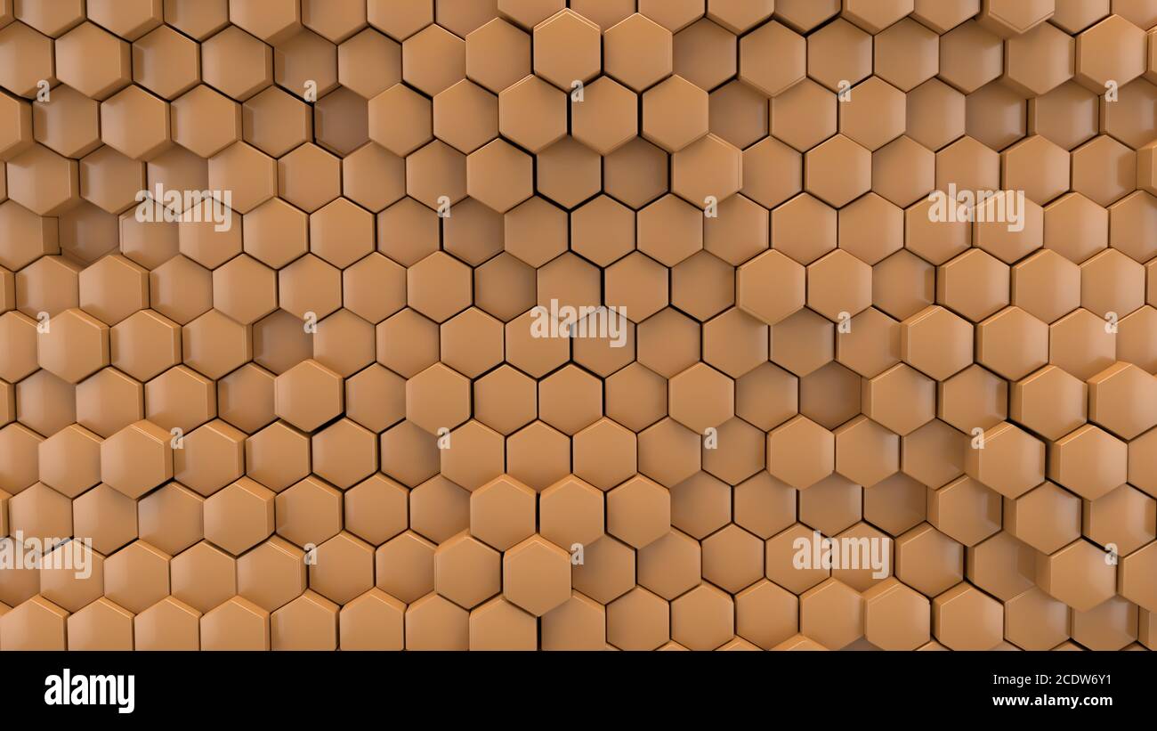Gelbe hexagon Hintergrund, 3 Abbildung d Stockfoto
