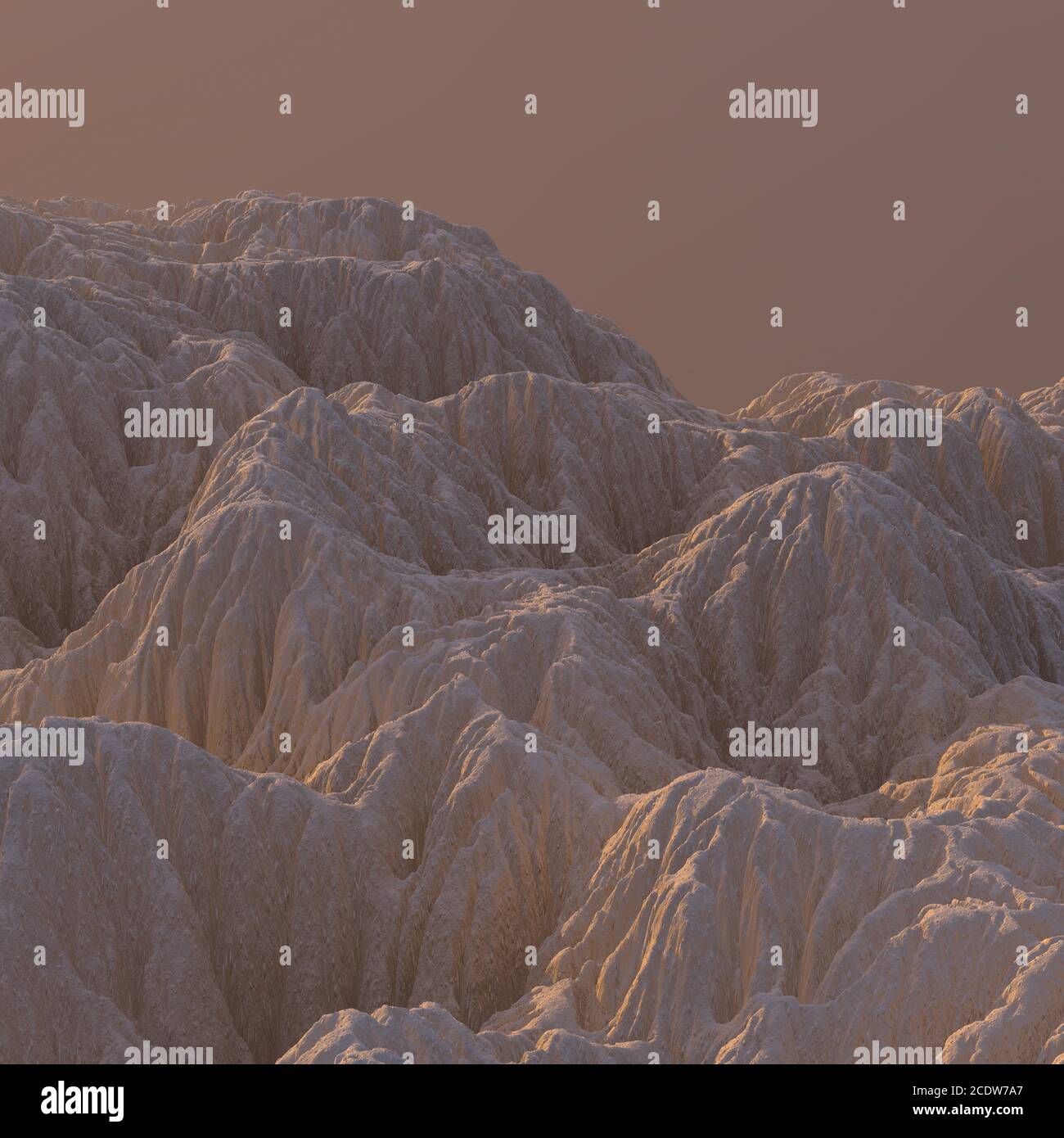 3D-Illustration sandy Berglandschaft. Bergige Gelände. Zusammenfassung Hintergrund Schuß von der oberen Ebene Stockfoto