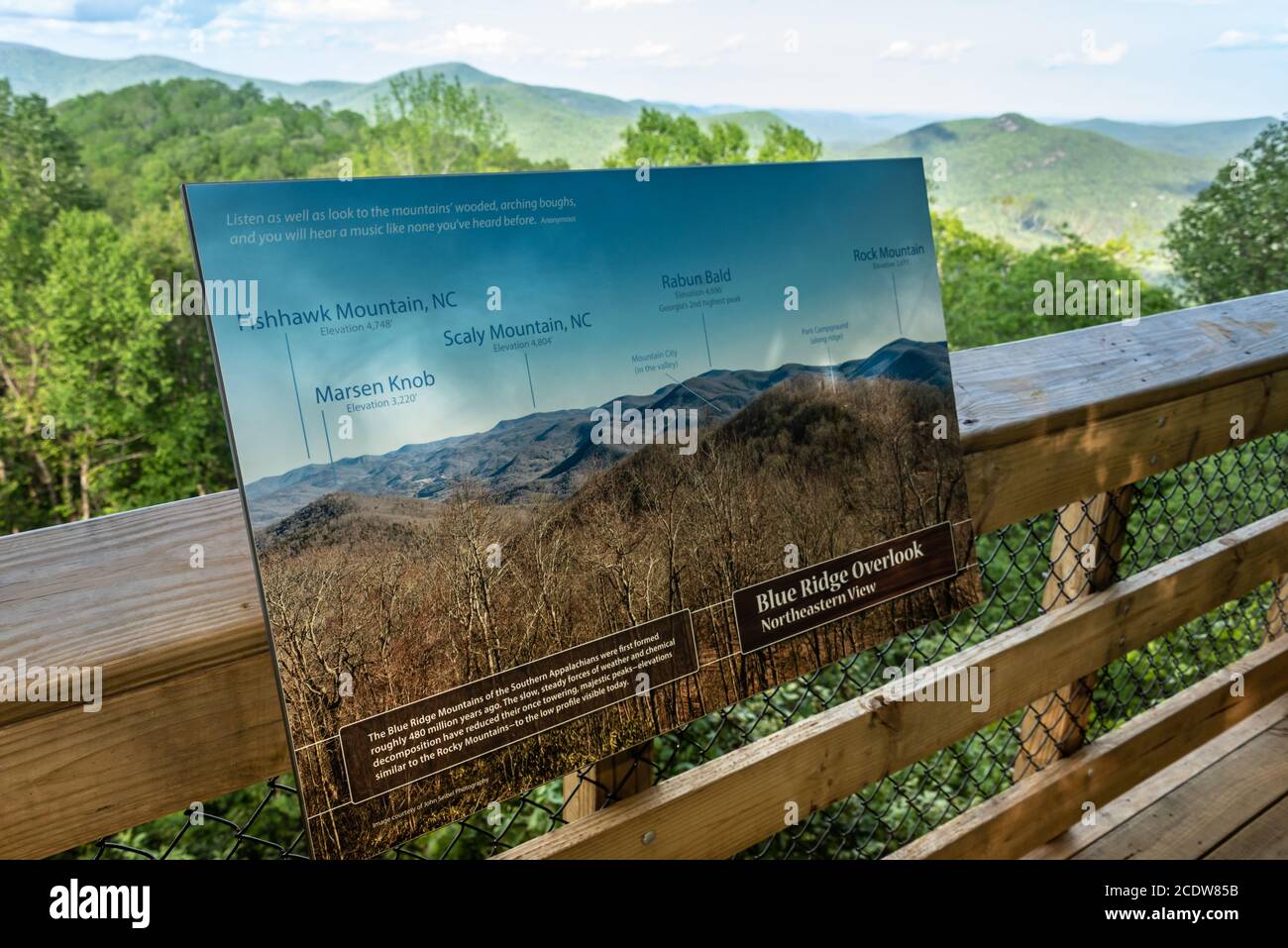 Blue Ridge bietet einen Blick auf den Black Rock Mountain State Park, den höchstgelegenen State Park in Georgia. (USA) Stockfoto